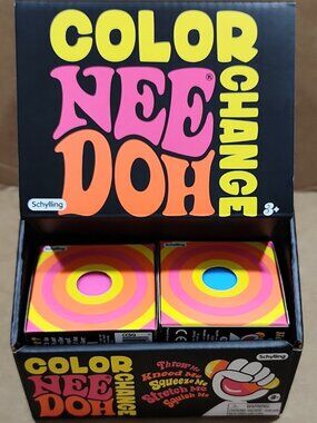 Authentic Schylling NeeDoh Color Change Fidget Stress Ball, Set of 2 + Display!